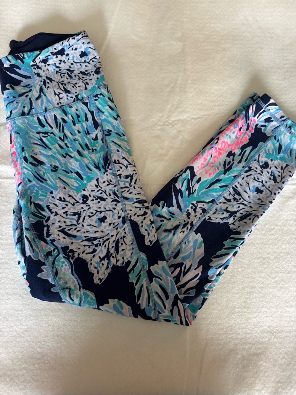 Lilly Pulitzer Luxletic High Rise Leggings Pink Blue Size Small